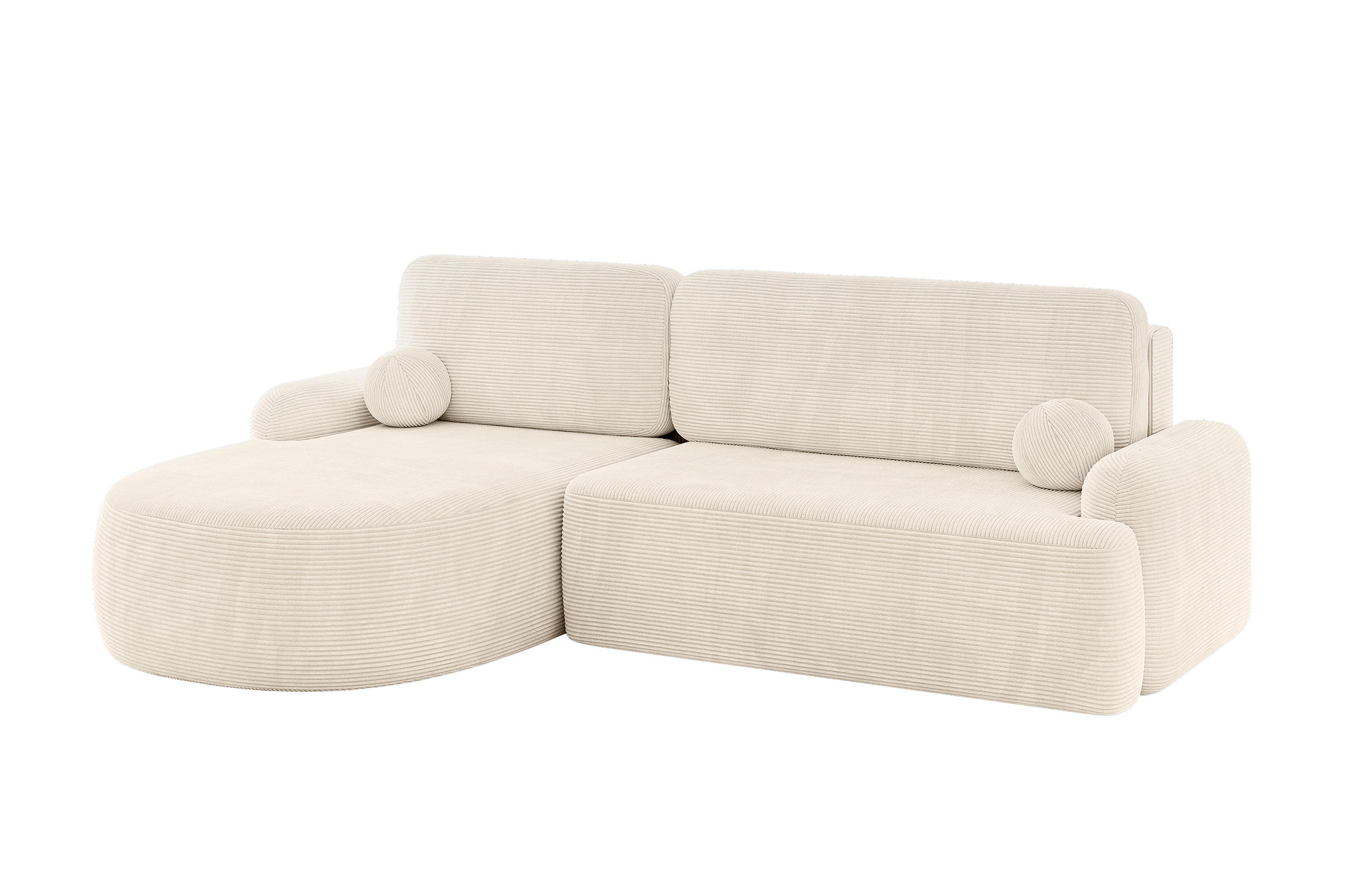 ECKSOFA mit Schlaffunktion und Bettkasten LIRA-L - 264x172x89 Beige - Beige, Holzwerkstoff/Textil (264/172cm) - ALTDECOR