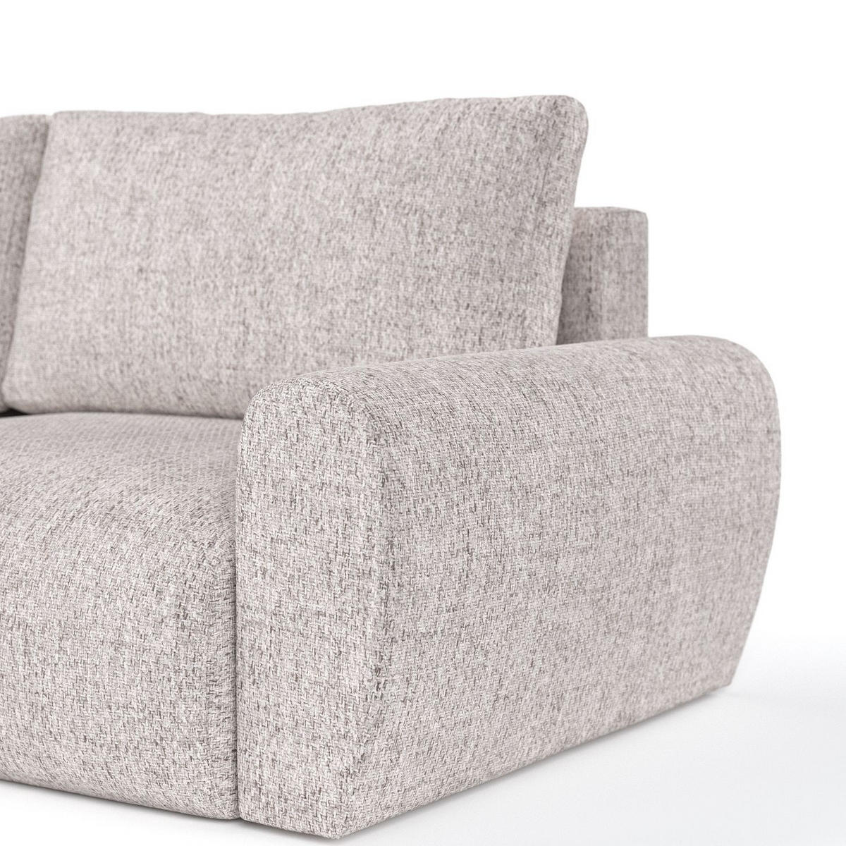 ECKSOFA OMARI mit Schlaffunktion Beige im Neve Stoff - Beige/Schwarz, Holz/Holzwerkstoff (253/153cm) - AltaBeds