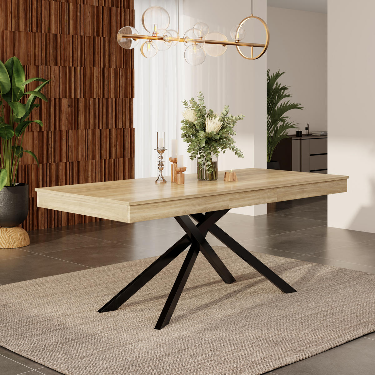 ESSTISCH 140/180/80 cm in Eichefarben aus MDF, ausziehbar für 6 bis 8 Personen - Eichefarben, Holzwerkstoff (180/80/76cm) - Flora Grace