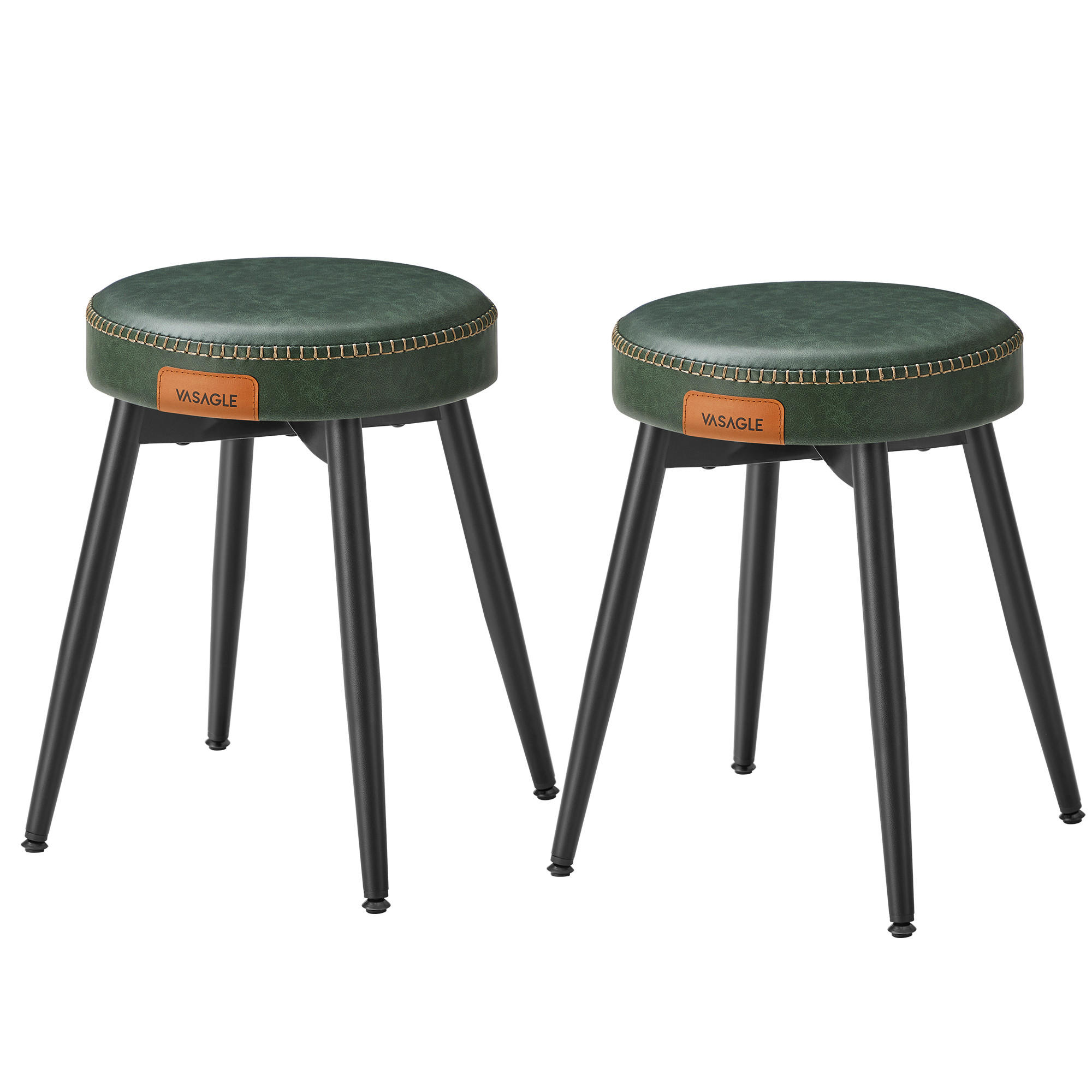 SITZHOCKER Ekho (2er Set) - Grün, Leder (48/48/48cm) - VASAGLE