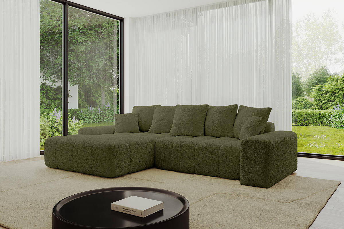 ECKSOFA Ottomane Links ENSI-L - 267x164x88 cm Olivgrün - Olivgrün, Holzwerkstoff/Kunststoff (267/164cm) - ALTDECOR