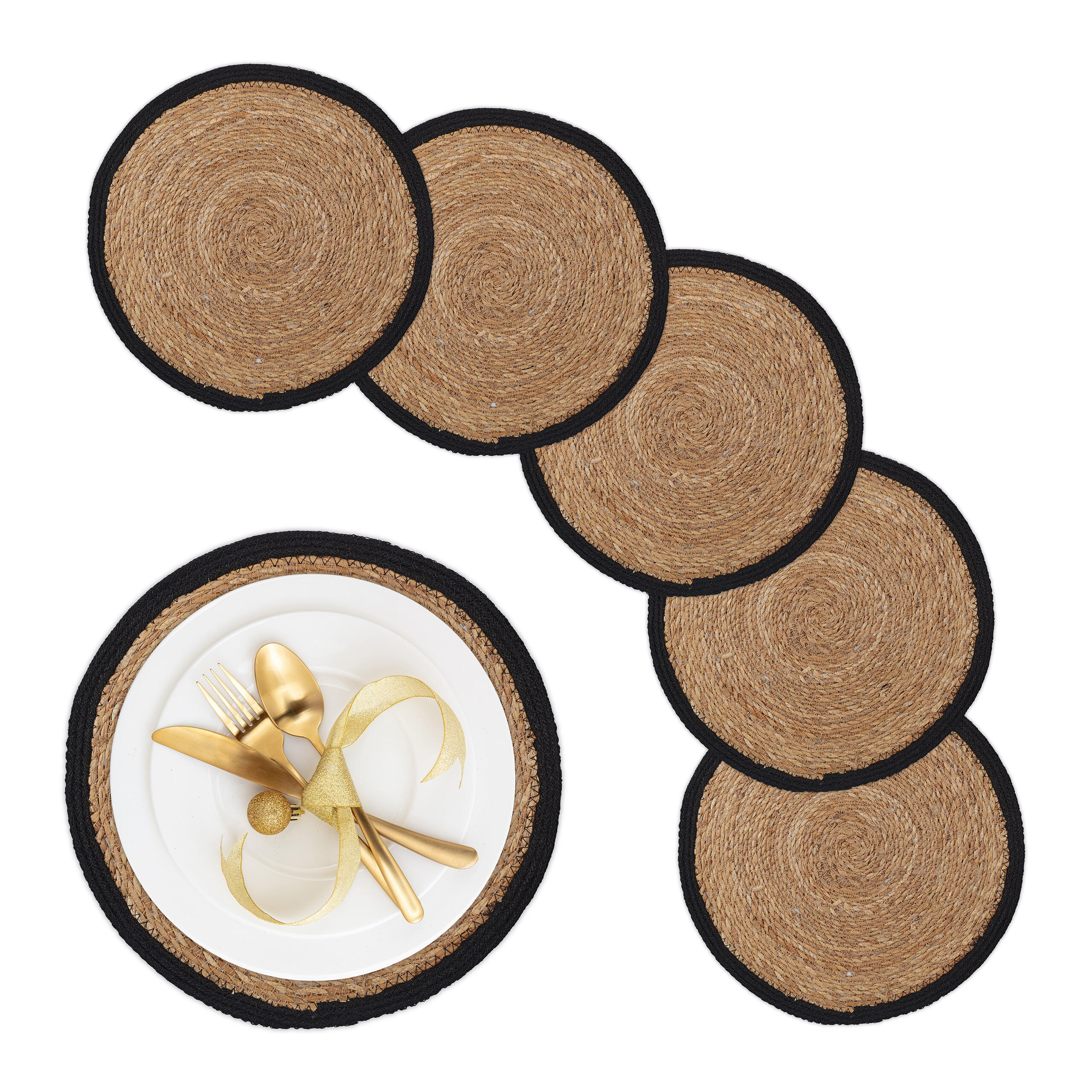 6TLG.TISCHSET - Hellbraun, Textil (37cm) - Relaxdays