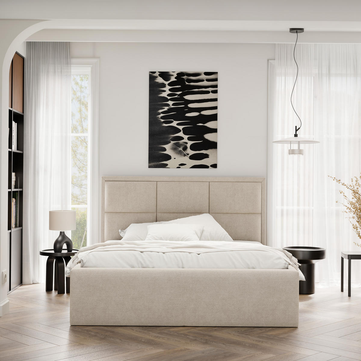POLSTERBETT ELIN 160/200 cm Bettkasten, Beige - Beige, Textil/Metall (160/200cm) - Idohome