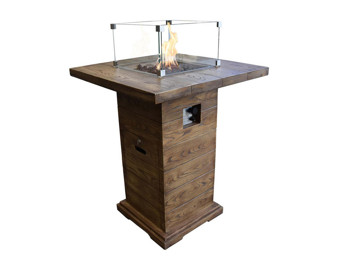FEUERSTELLE Rova Bar in Holz-Optik aus Faserbeton - Zwetschgeholzfarben, Stein (87/106/87cm) - Elementi