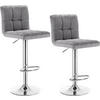 BARHOCKER 2er Set, drehbar, Leinen, Hellgrau - Silberfarben/Hellgrau, Textil/Metall (44/92/38.5cm) - Woltu