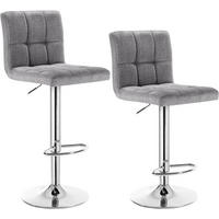 BARHOCKER 2er Set, drehbar, Leinen, Hellgrau - Silberfarben/Hellgrau, Textil/Metall (44/92/38.5cm) - Woltu