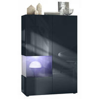 VITRINE Morena Einsatz in Schwarz matt - Schwarz, Holzwerkstoff (91.5/136.5/37cm) - Vladon