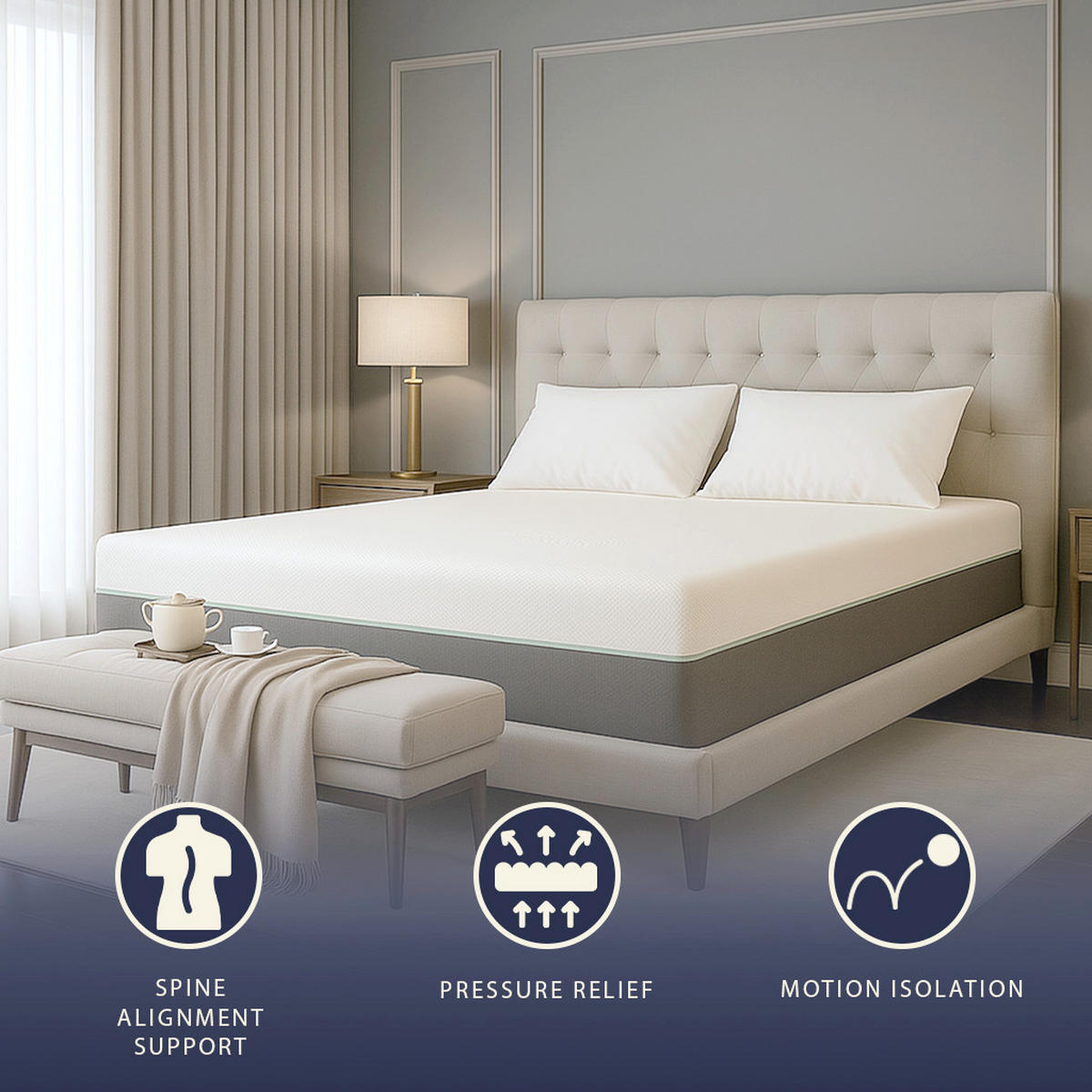 MATRATZE 180x200 | Memory Foam & Federn | H 25 cm - Weiß, Textil (180/200cm) - The White Stone