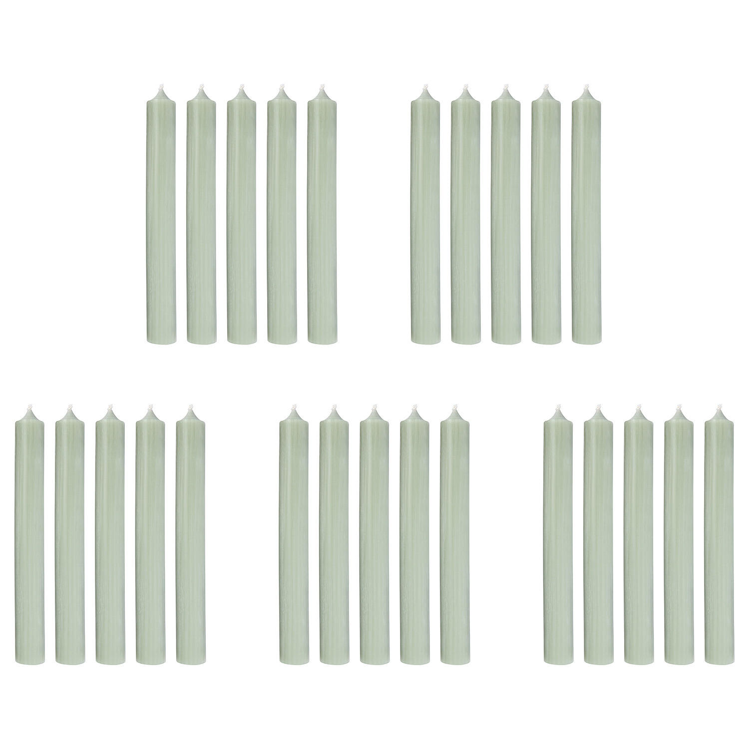 STABKERZE (25er Set) Rainbow - Salbeigrün, Paraffin (2.2/18/2.2cm) - BUTLERS