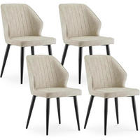 ESSZIMMERSTÜHLE 4er Set Retro Kunstleder, gepolstert mit Rückenlehne in Beige - Beige, Kunststoff (47/85/44cm)