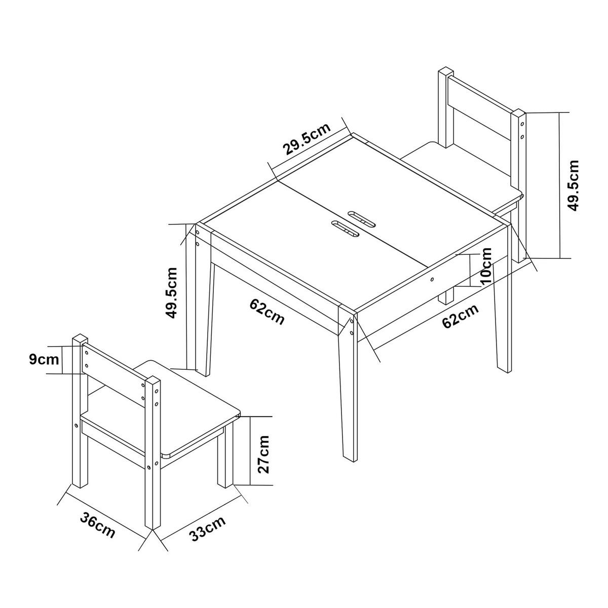 KINDERSITZGRUPPE Smedjebacken - Naturfarben/Weiß, Holz/Holzwerkstoff (62/49.5/62cm) - [en.casa]