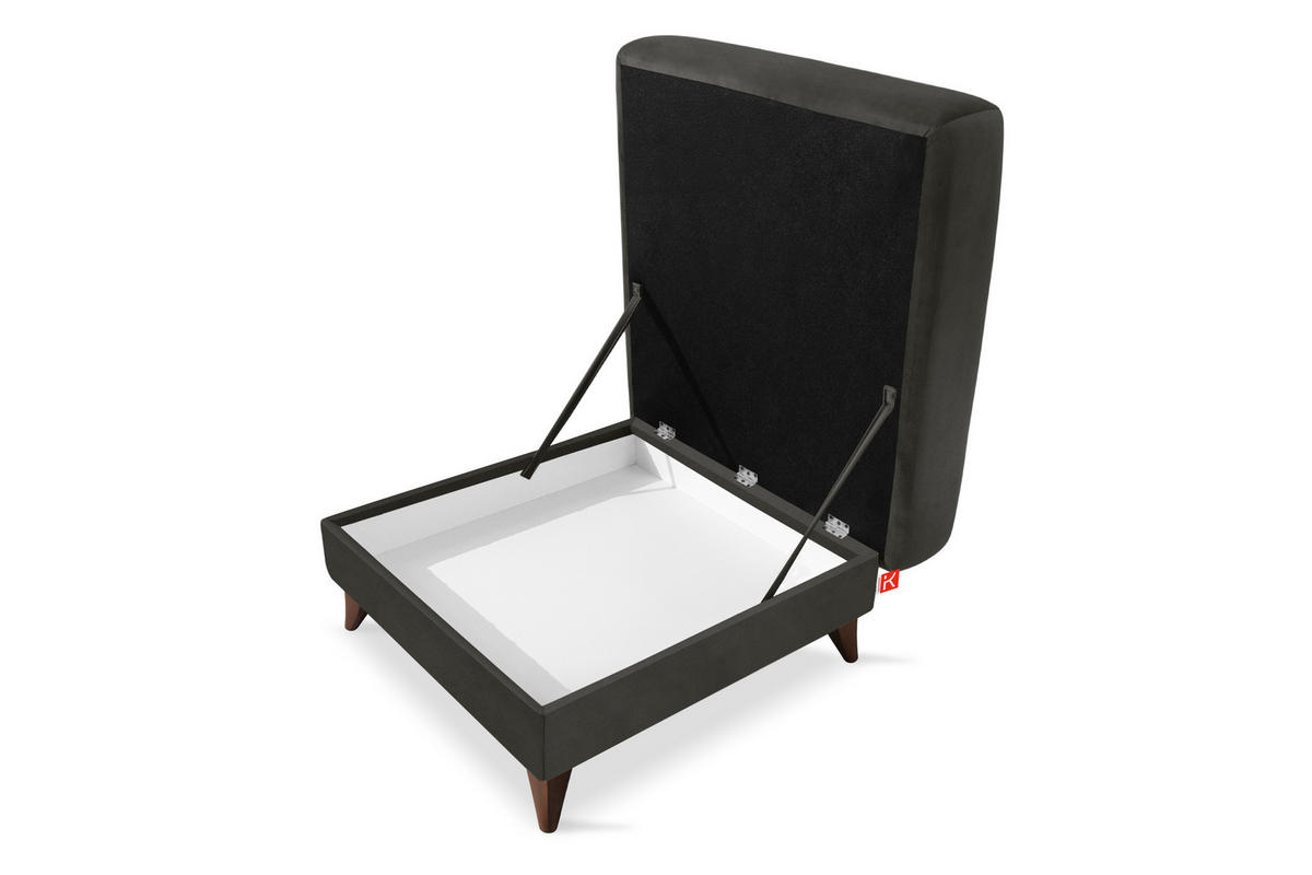 HOCKER GUSTAVO Velours, Anthrazit - Anthrazit, Holz/Holzwerkstoff (92/49/92cm) - KONSIMO®