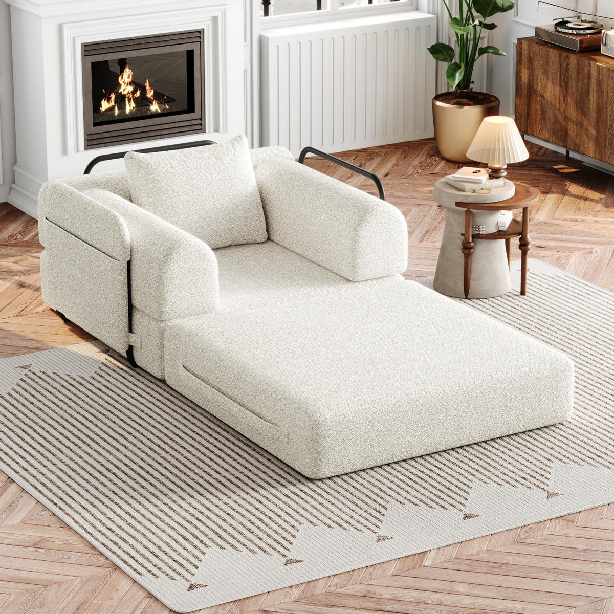 SOFA Schlafsofa 2 in 1 Beige, Schlafcouch mit Bettfunktion, Stauraum, Chenille Bezug - Beige, Textil (94/69/91cm) - PARAFTA HOME