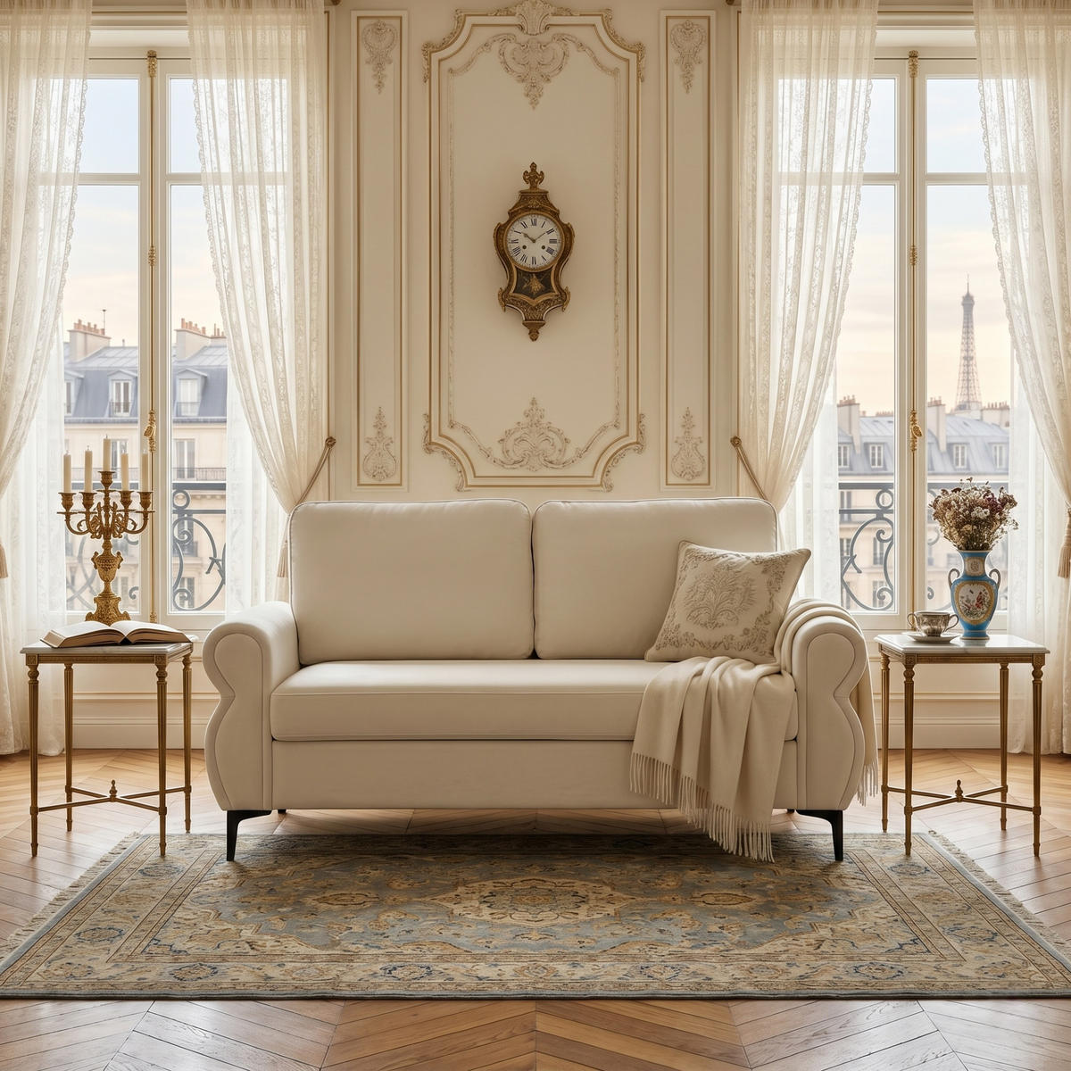 SOFA mit Federkern Sitzhöhe 49 cm Cream White - Weiß, Holzwerkstoff (173.5/92/81cm) - Meubliv