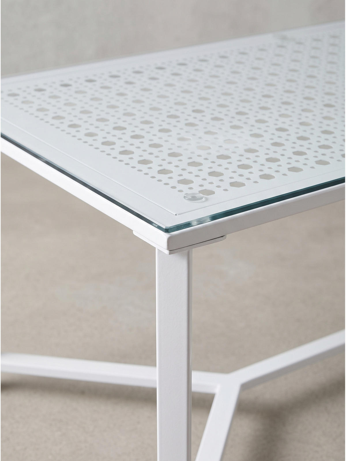 COUCHTISCH ALCUDIA, Einscheibensicherheitsglas, Weiß, 100 x 50 x 42 cm - Weiß, Glas/Metall (50/100/42cm) - KADIMA DESIGN