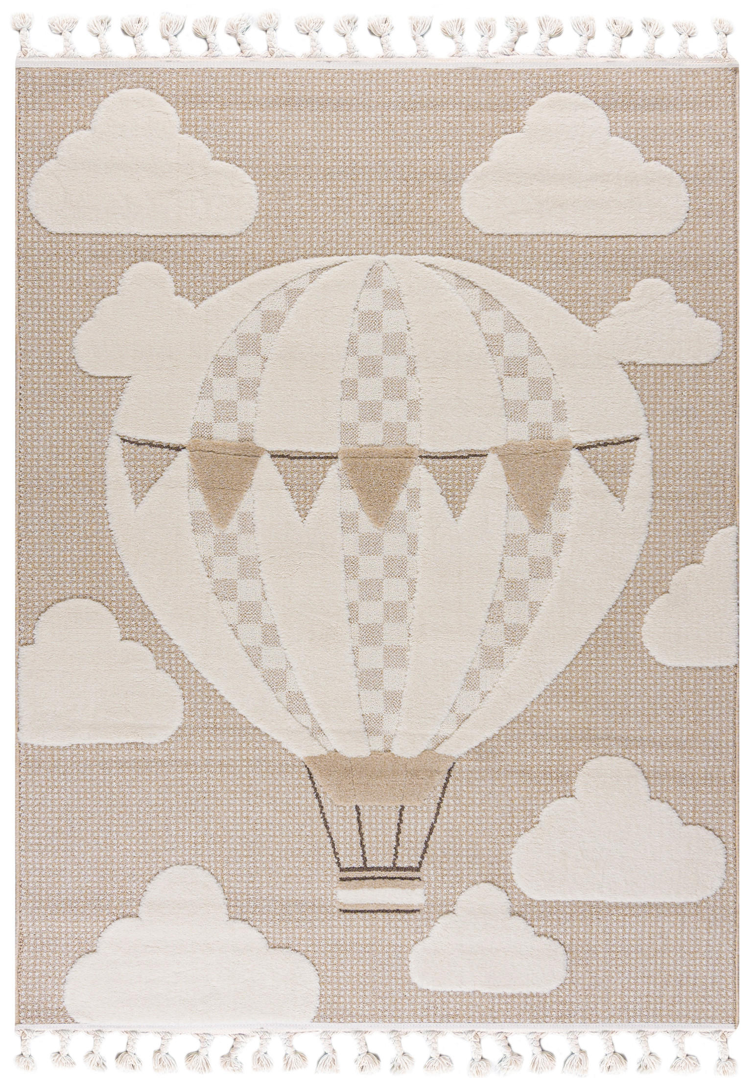 KINDERTEPPICH Beige Ballon - Mittelflor Rechteckig Weich 140 x 200 cm - Beige, Textil (140/200cm) - Mazovia