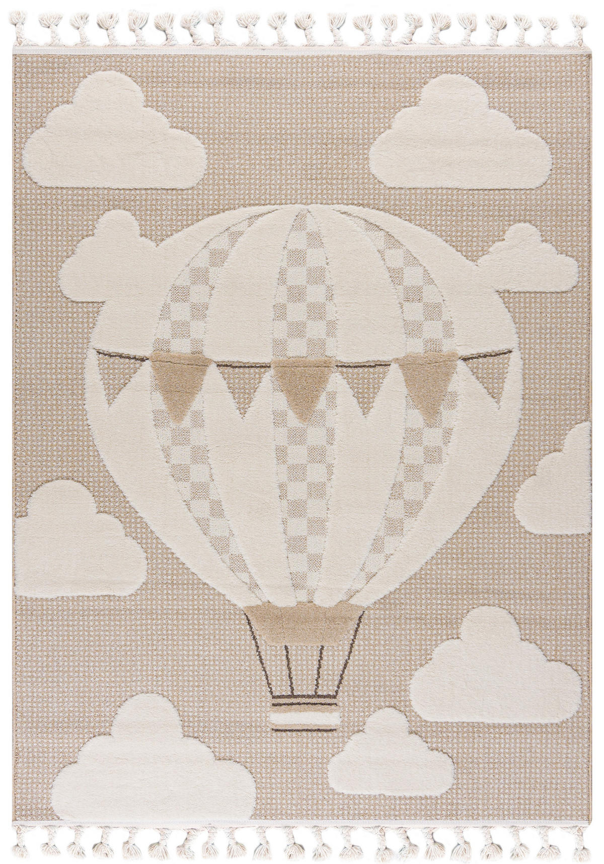 KINDERTEPPICH Beige Ballon - Mittelflor Rechteckig Weich 140 x 200 cm - Beige, Textil (140/200cm) - Mazovia