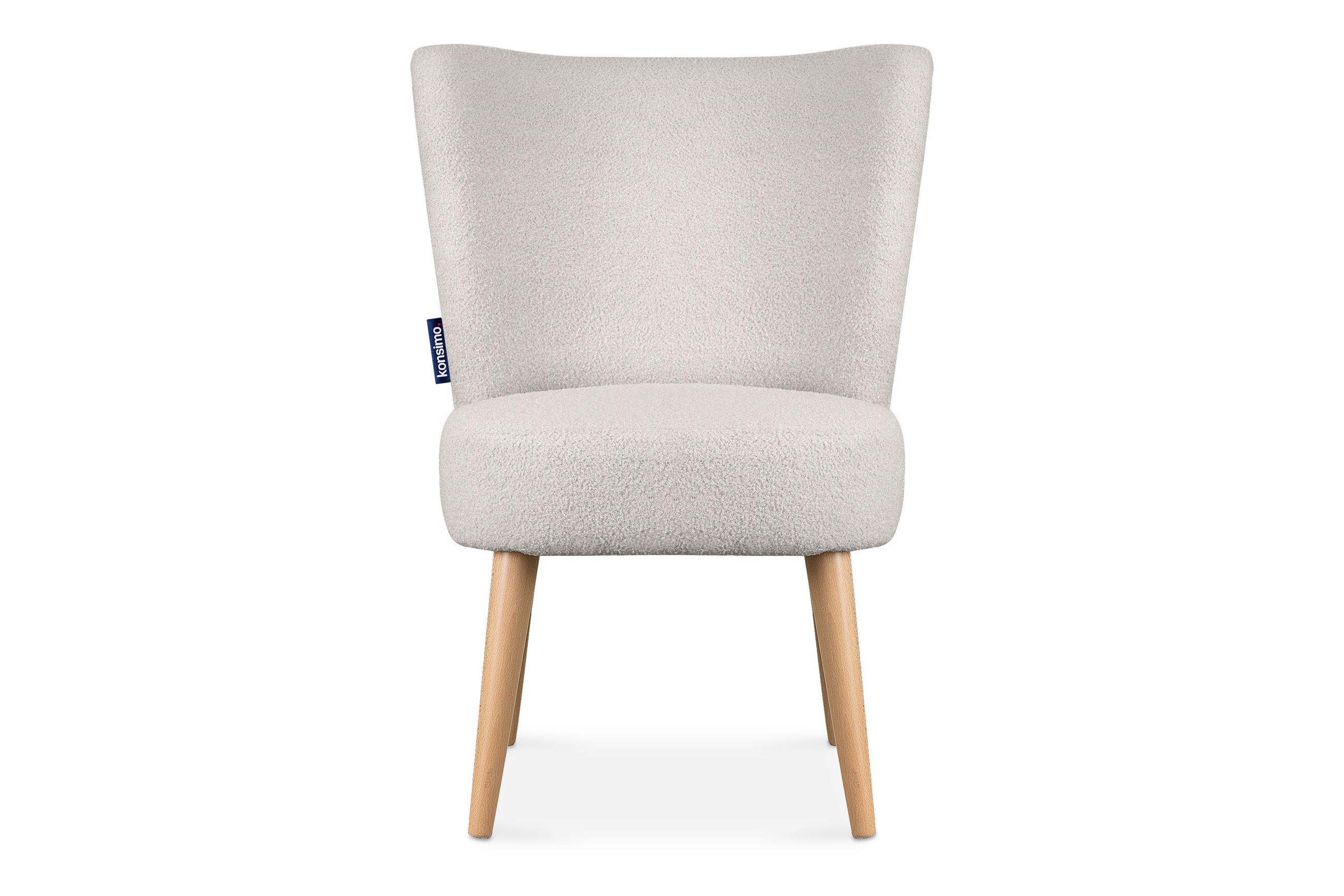 COCKTAILSESSEL APPA auf hohen Beinen aus Buche, aus recyceltem Boucle-Stoff, Creme/Buche Dekor - Buchefarben/Creme, Holz/Textil (63/89/65cm) - KONSIMO®