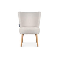 COCKTAILSESSEL APPA auf hohen Beinen aus Buche, aus recyceltem Boucle-Stoff, Creme/Buche Dekor - Buchefarben/Creme, Holz/Textil (63/89/65cm) - KONSIMO®