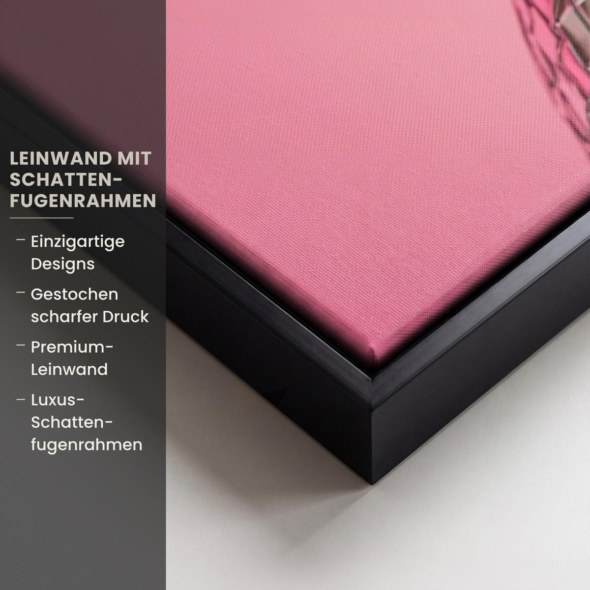 LEINWAND Bilder mit Rahmen - Schleife - Discoball - Kaninchen - 70x50 - Pink, Textil (70/50cm) - MuchoWow