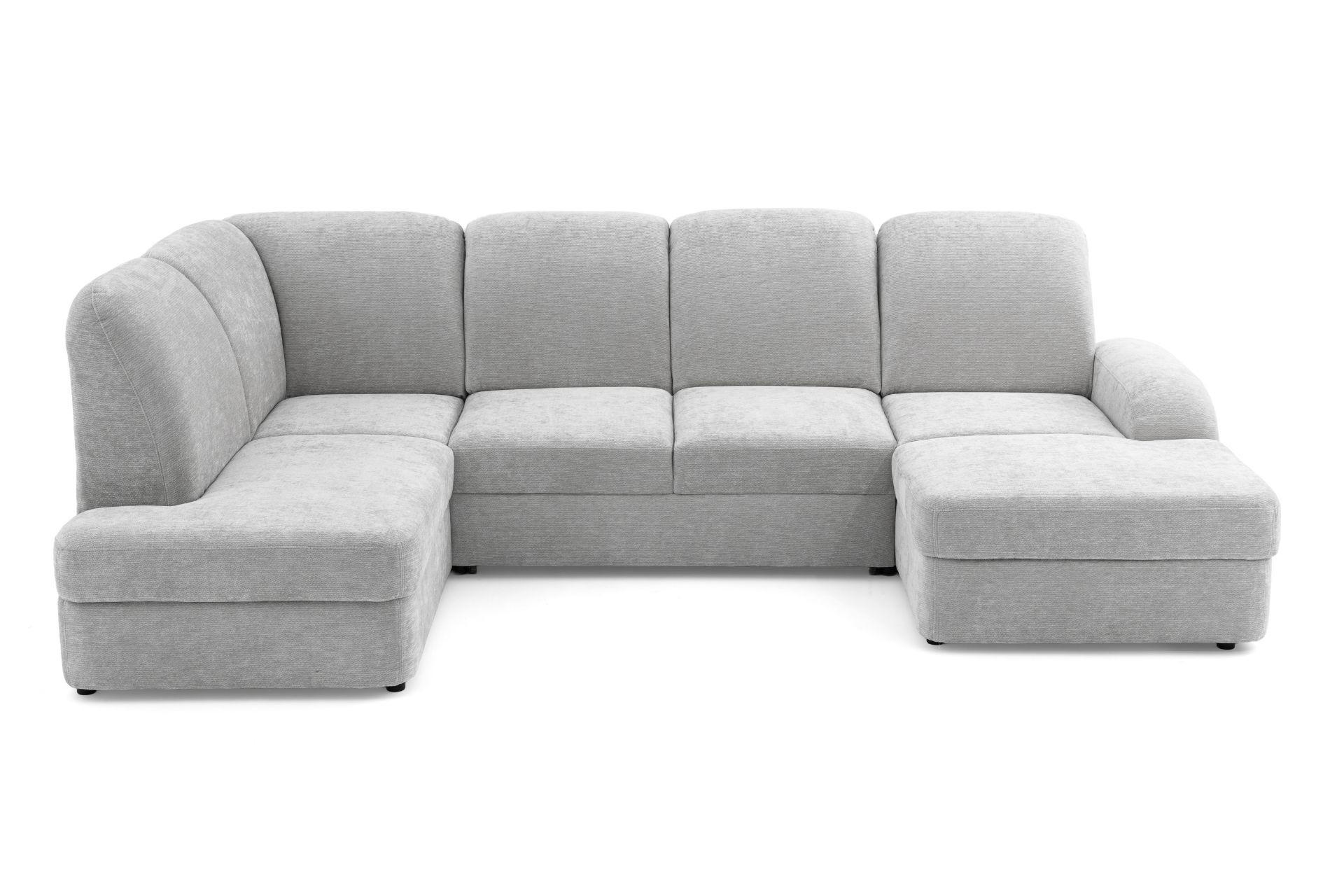 ECKSOFA VIBE U Links mit Schlaffunktion 129x263 Chenille Hellgrau - Hellgrau/Schwarz, Holz/Kunststoff (280/102/186cm) - Muffo