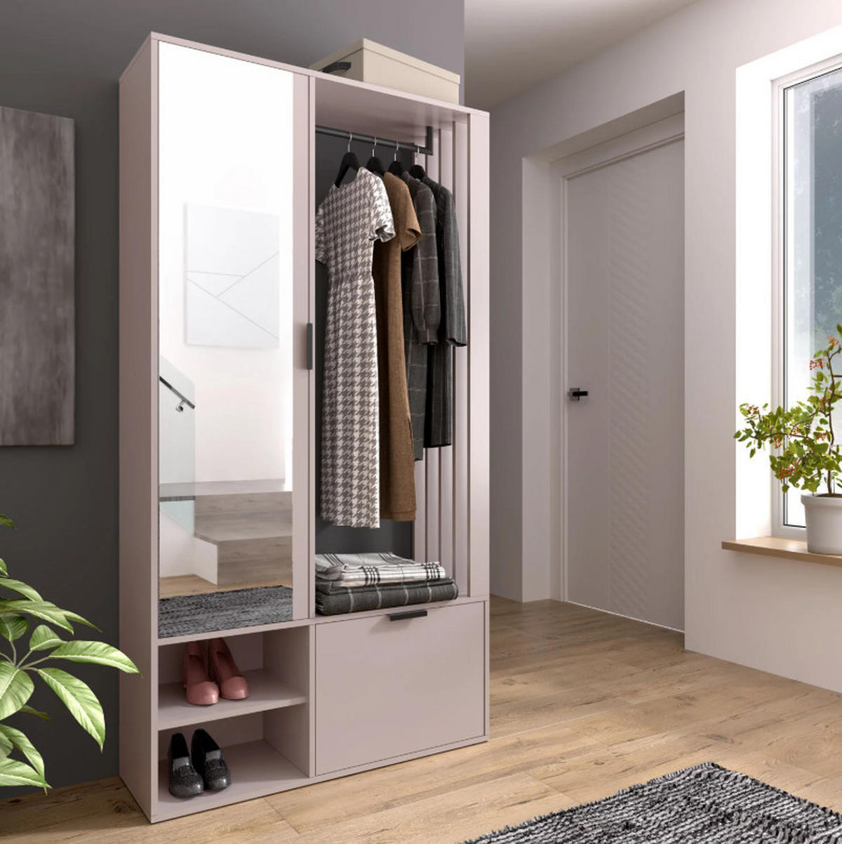 GARDEROBE MILANO UNI - Beige, Holzwerkstoff (100/190/33cm) - Meblini