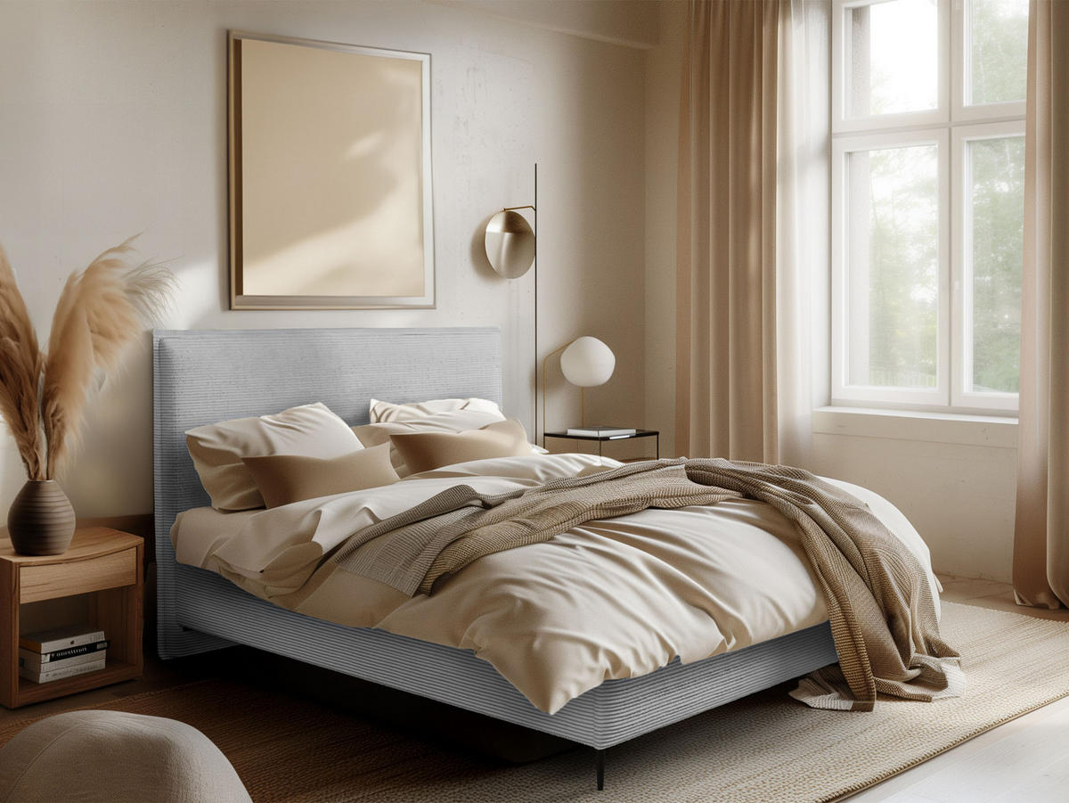 POLSTERBETT Puretta - Schwarz/Grau, Holzwerkstoff/Textil (160/200cm) - MIRJAN24