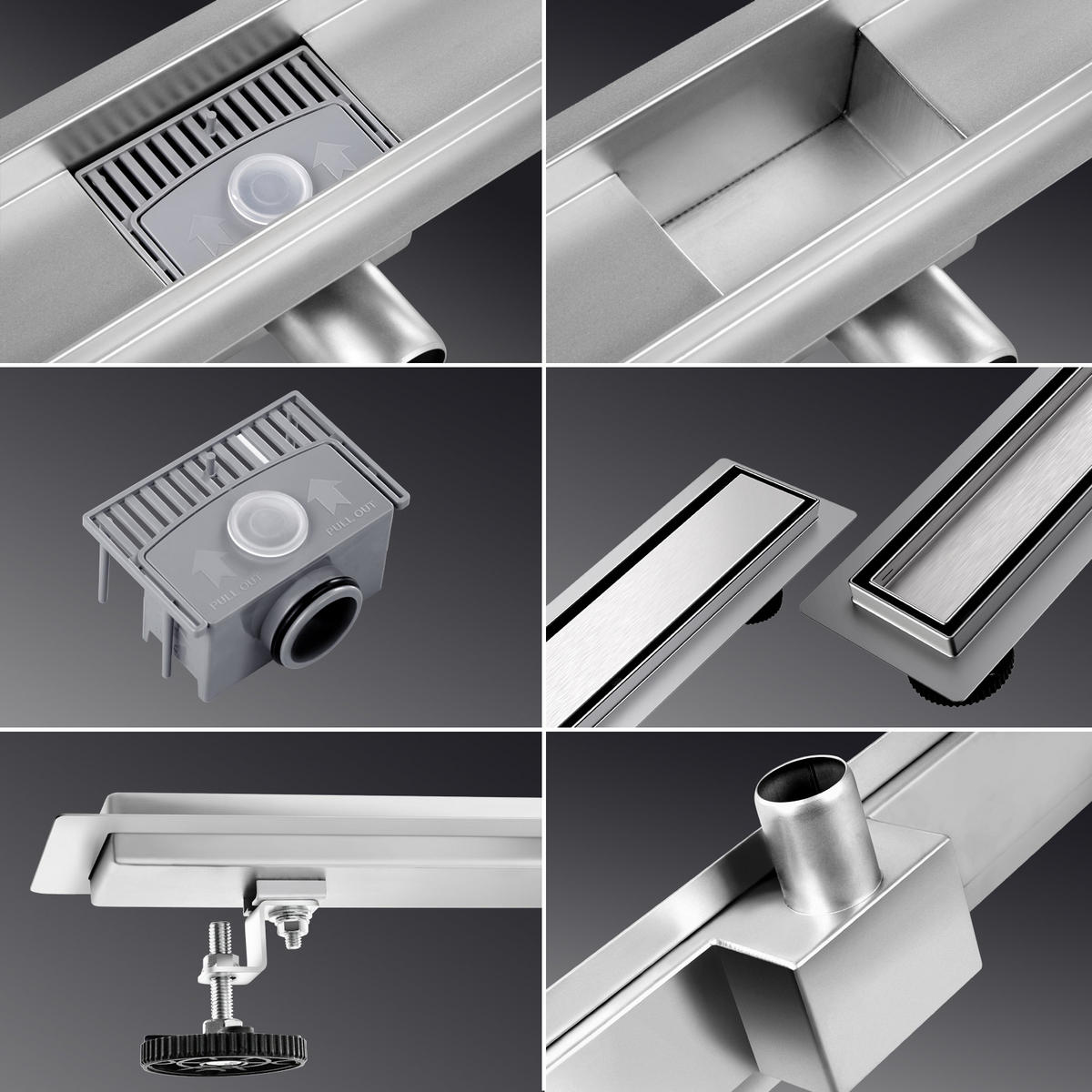 DUSCHRINNE Edelstahl Dusche & Bad 60/11 cm - Chromfarben, Metall (11/9/60cm) - EMKE
