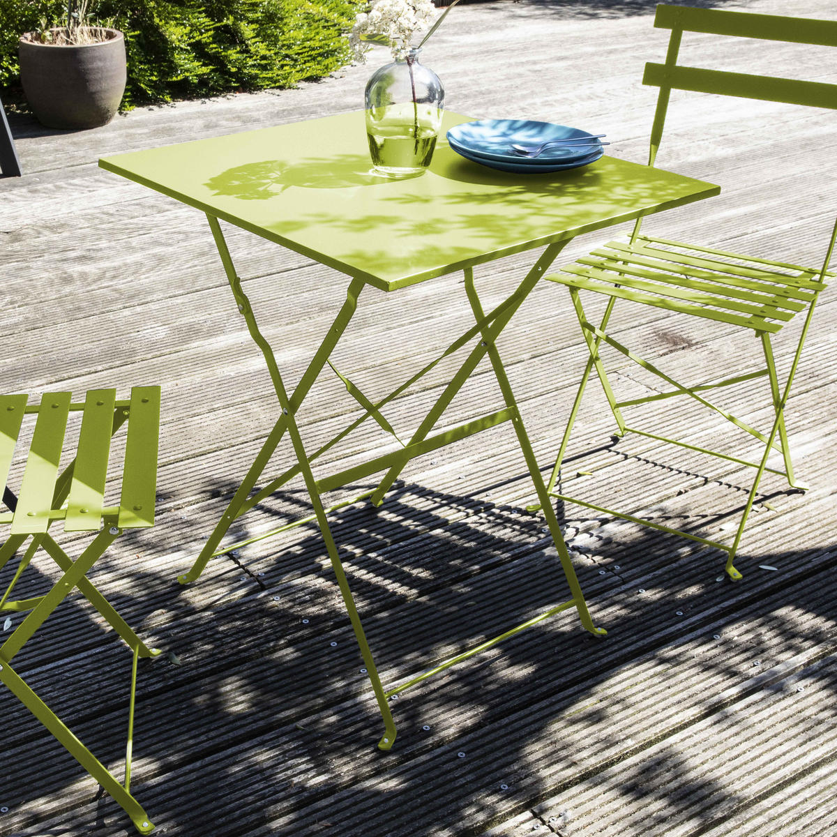 GARTENSTUHL, klappbar 2-tlg., Grün - Grün, Metall (46/82/42cm) - Oviala