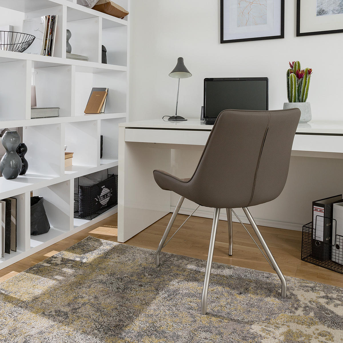 POLSTERSTUHL - 2er-Set - Kunstleder / Edelstahl - Cappuccino, Kunststoff/Textil (54/87/60cm) - home24