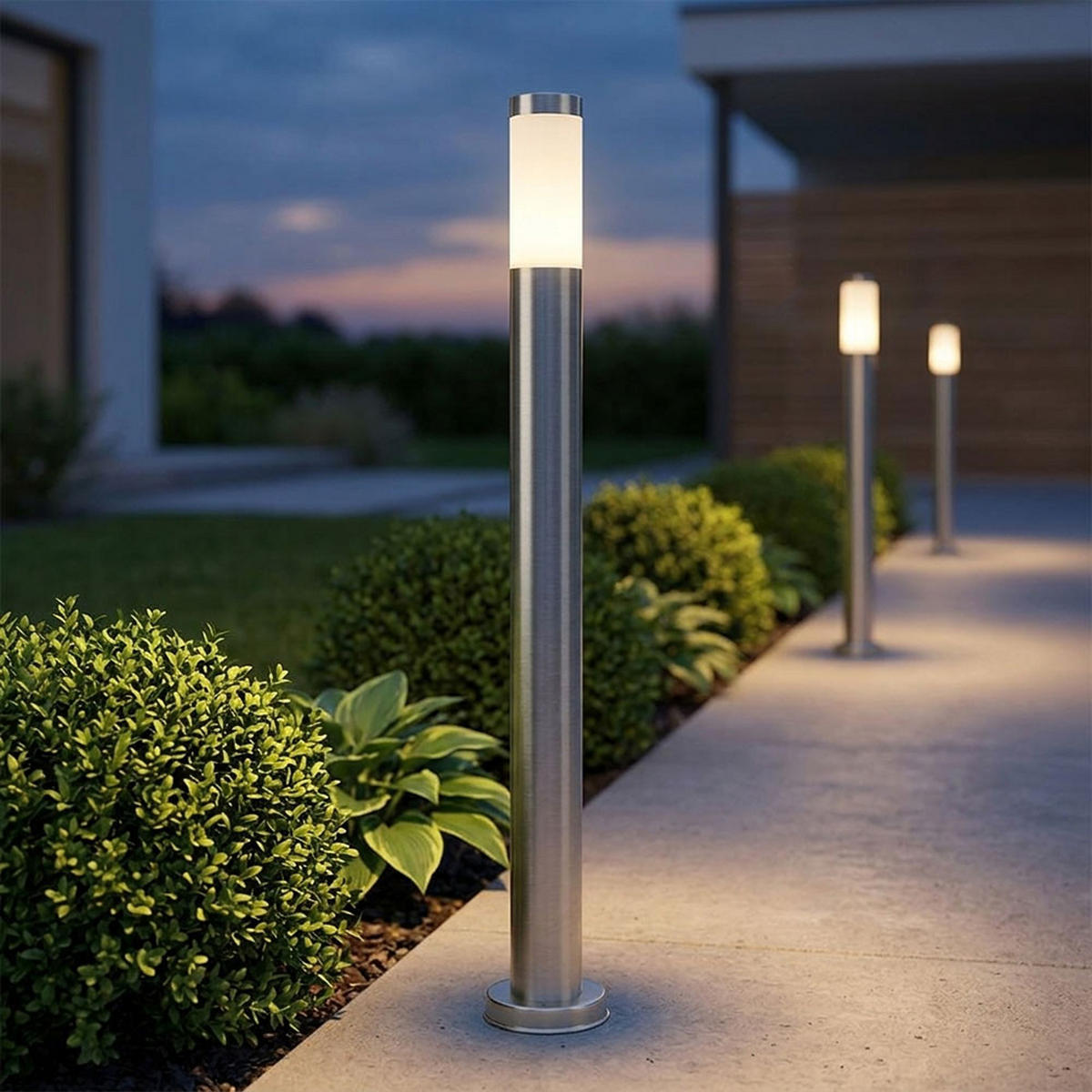 LED STEHLAMPE Edelstahl Silber opal - Silberfarben, Metall (12.7/12.7/110cm) - Globo Lighting