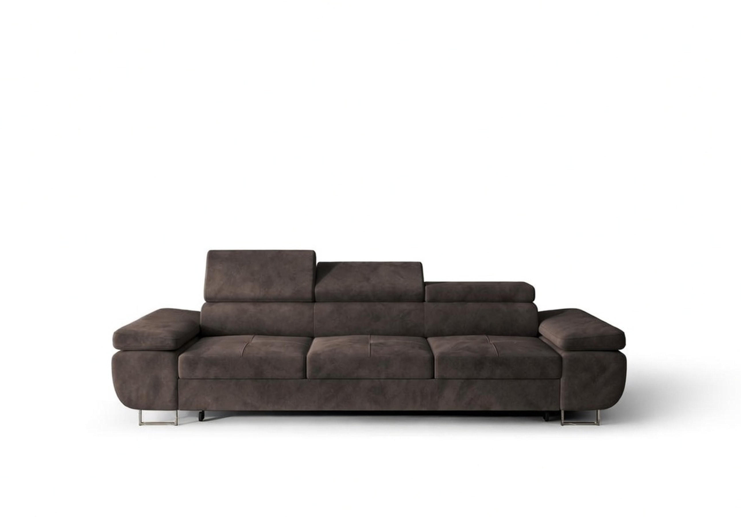 SCHLAFSOFA PRAGA 3, Sofa mit Schlaffunktion, Farbe: Braun, Velourstoff - Braun, Textil (276/90/100cm) - O-Sofa