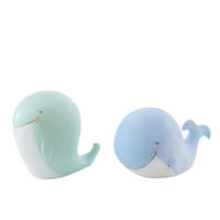 SPARSCHWEIN WAL (2ER SET) - Blau, Glas/Naturmaterialien (11/13/13.5cm) - J-Line