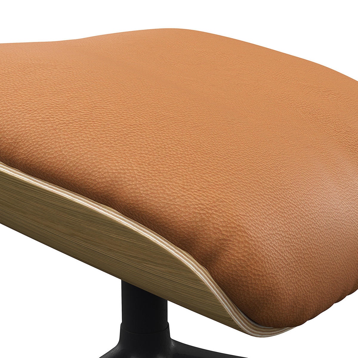 POLSTERHOCKER - Echtleder - Cognac/Schwarz, Leder/Metall (49/39/44cm) - home24