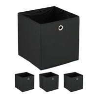 4XŠKATLA za shranjevanje - črna, kovina/tekstil (30/30/30cm) - Relaxdays