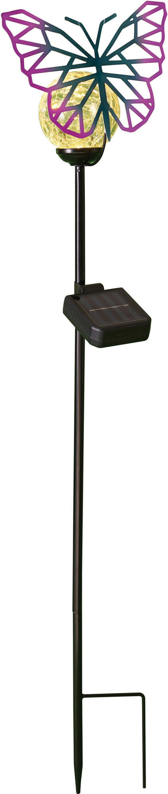 LED-SOLAR-GARTENSTÄBE - automatische Beleuchtung mit Bruchglas-Schmetterling für stimmungsvolles Licht im Außenbereich - Weiß, Kunststoff (12/18/80cm) - Northpoint