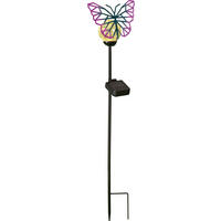 LED-SOLAR-GARTENSTÄBE - automatische Beleuchtung mit Bruchglas-Schmetterling für stimmungsvolles Licht im Außenbereich - Weiß, Kunststoff (12/18/80cm) - Northpoint