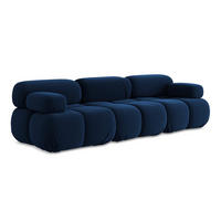3-SITZER SOFA Samt Stoff Blau - Blau/Schwarz, Kunststoff/Textil (285/70/96cm) - Makamii