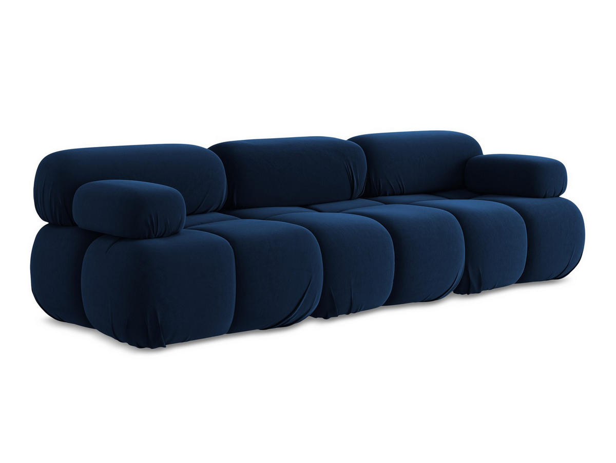 3-SITZER SOFA Samt Stoff Blau - Blau/Schwarz, Kunststoff/Textil (285/70/96cm) - Makamii