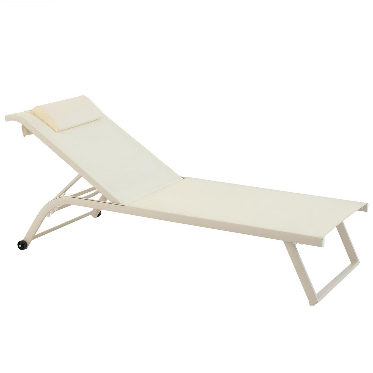 SONNENLIEGE 2-tlg., Weiß - Weiß, Textil (70/69/182cm) - Oviala