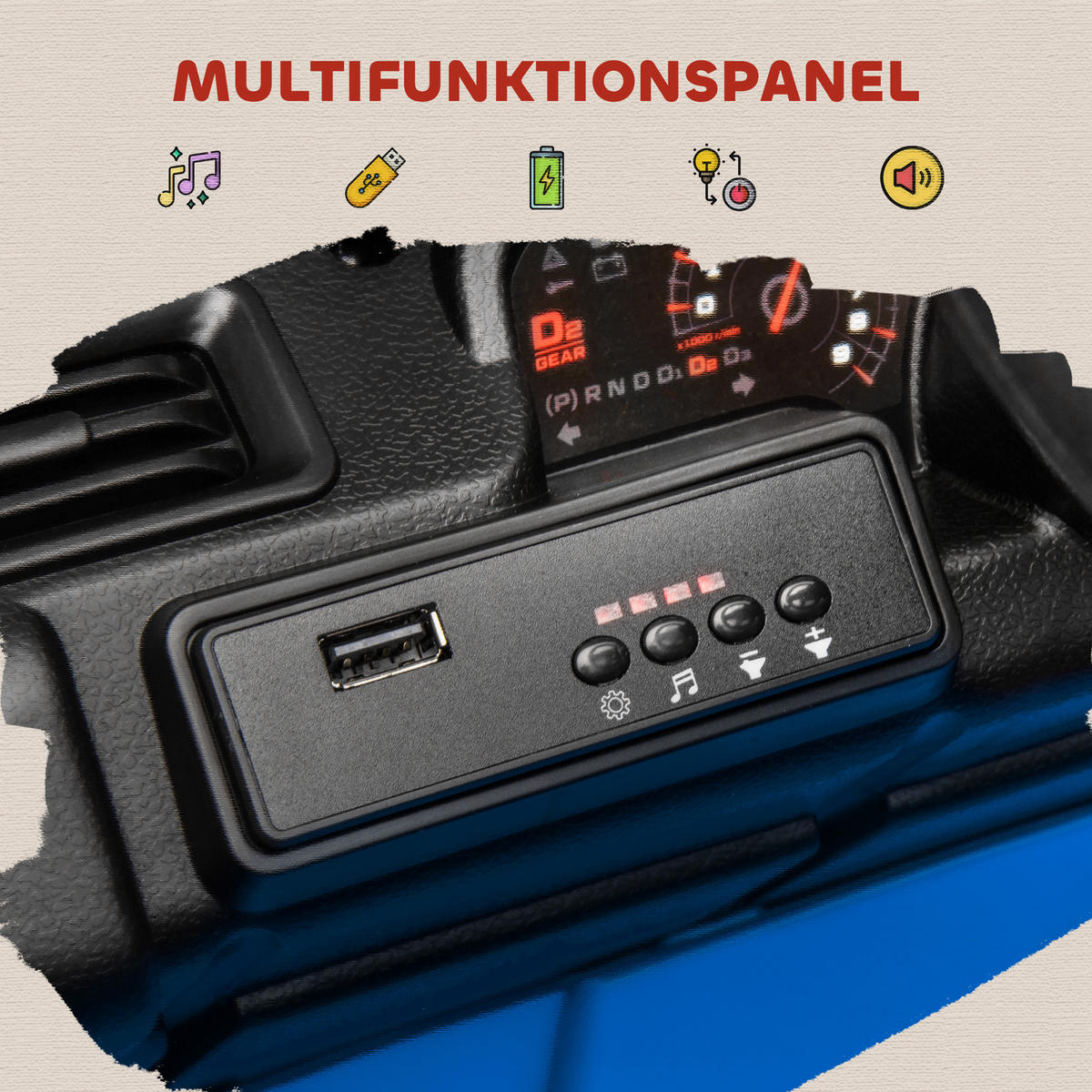 KINDERAUTO DE-06217 mit Anhänger und 4x4-Antrieb Hellblau - Hellblau, Kunststoff/Metall (122/62.5/65cm) - ComfortXL
