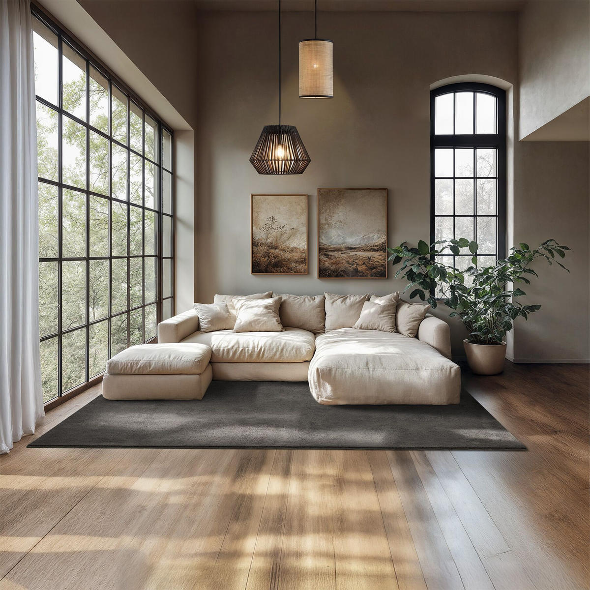 KURZFLORTEPPICH Soft Zone,rutschfeste Unterseite,anthrazit - Anthrazit, Kunststoff (230/160cm) - tectake