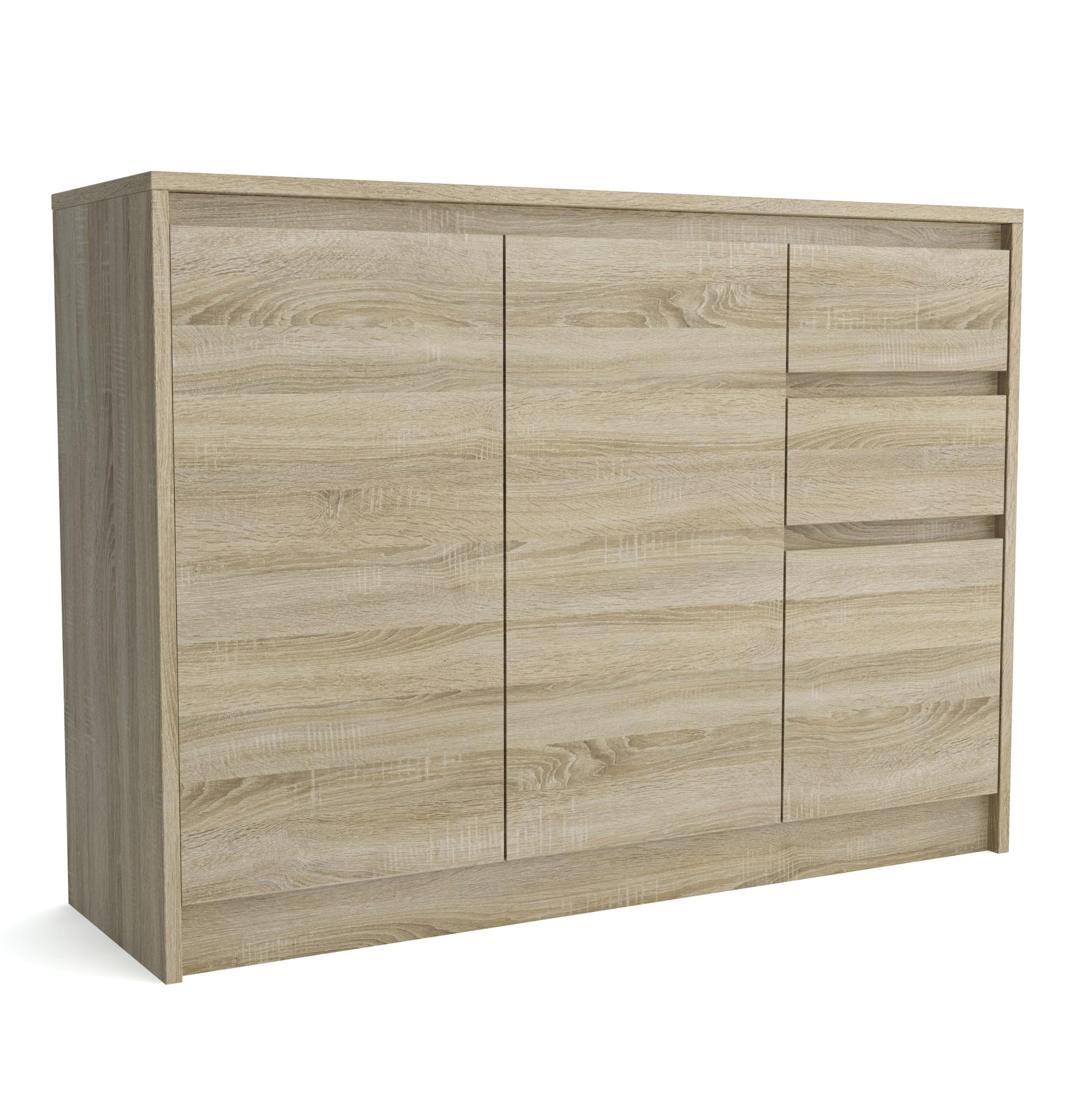 KOMMODE ASTORRE 113/82/35 cm mit 2 Schubladen 3 Türen Sonoma Eiche - Sonoma Eiche, Holzwerkstoff (113/82/35cm) - MASSENO