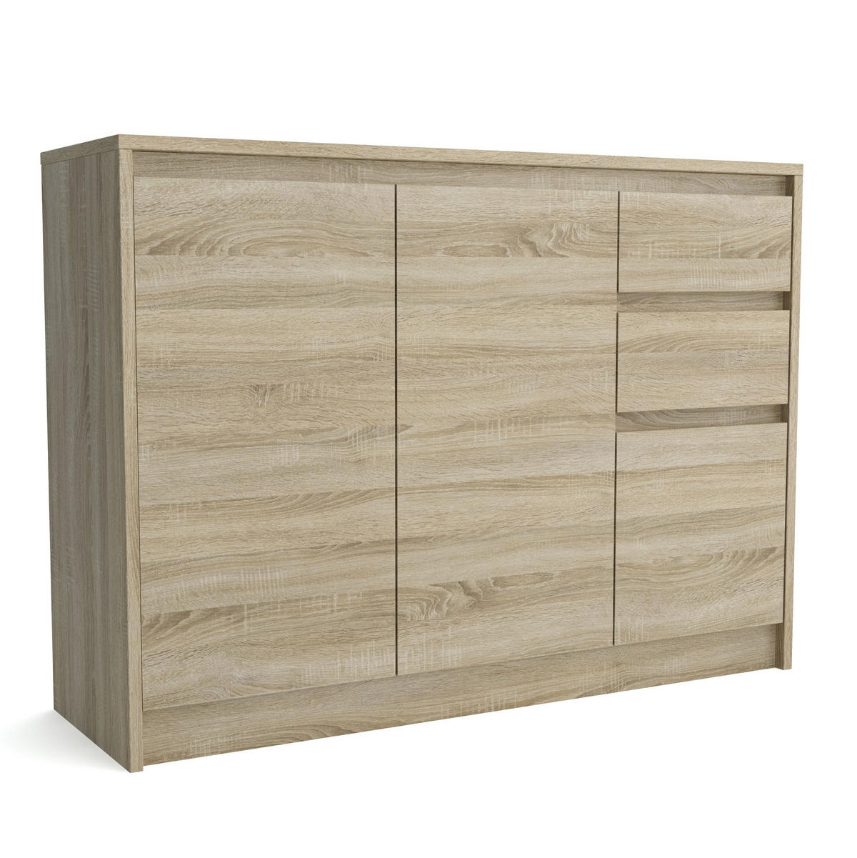 KOMMODE ASTORRE 113/82/35 cm mit 2 Schubladen 3 Türen Sonoma Eiche - Sonoma Eiche, Holzwerkstoff (113/82/35cm) - MASSENO