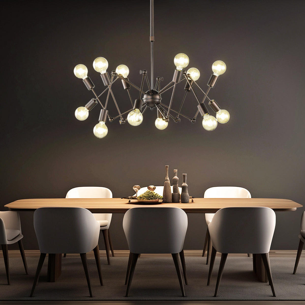 HÄNGELEUCHTE Braun 12-flammig Industriell - Braun, Metall (95/95/109cm) - Wofi