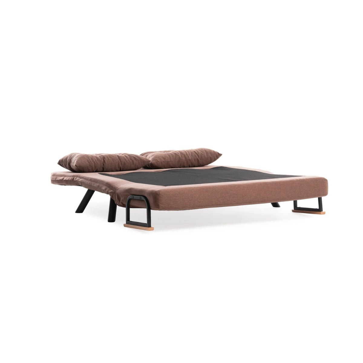SCHLAFSOFA für 2 Personen mit Stoffbezug und Metallfüßen 133/50/41 cm - Braun, Metall (50/41/133cm) - Calicosy