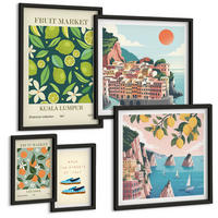 BILDER SET 5er Set - 50x50 cm & 20x30 cm & 40x60 cm Schwarzer Rahmen - Stadtansichten Paris London Frankreich - Schwarz, Kunststoff (40/60cm) - TULUP