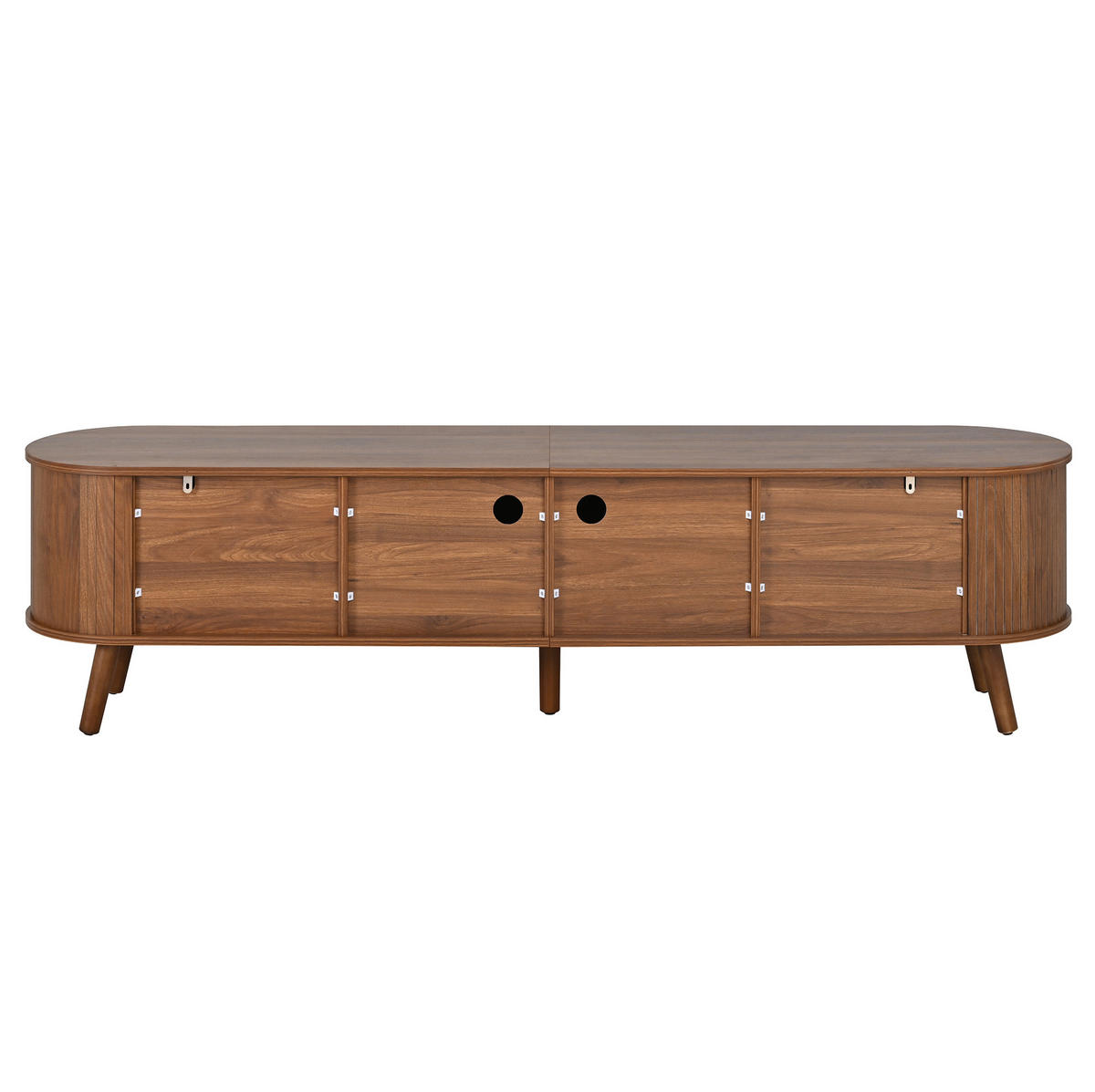 TV-LOWBOARD aus MDF und Spanplatte 180x38x47 cm Nussbaum mit Klapptüren und goldfarbenen Griffen - Braun, Holzwerkstoff (180/47/38cm) - IVMEU