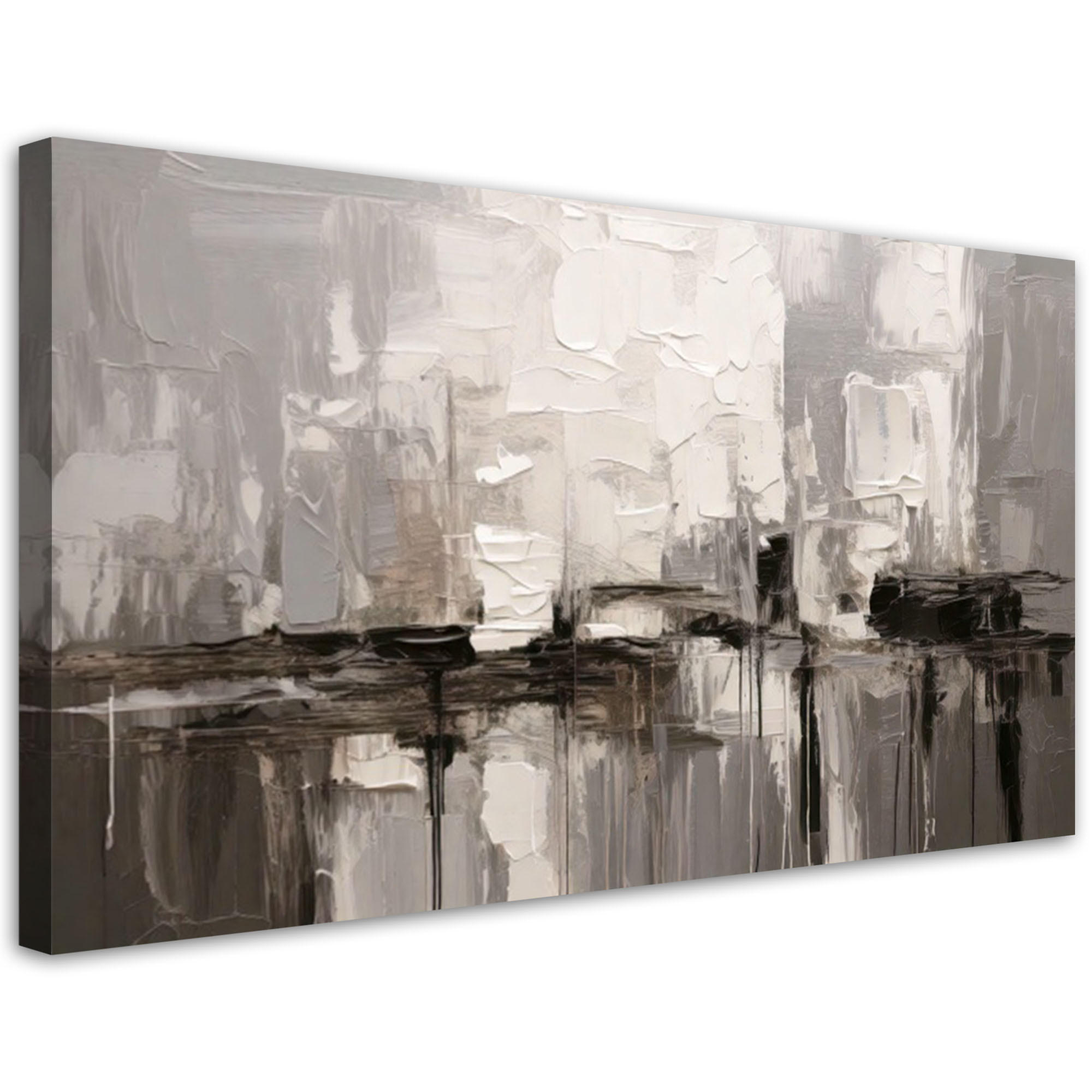 LEINWANDBILD Abstrakte Grautöne Komposition 80x40cm - Grau, Textil (80/40cm) - Feeby