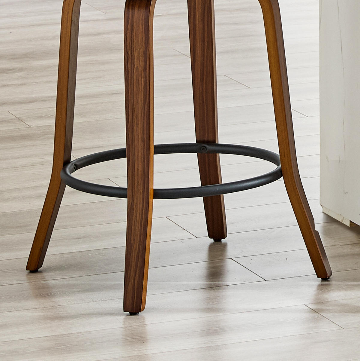 BARHOCKER 2er-Set mit Rückenlehne aus Holz und PU-Leder - Braun, Holz (42/95/51cm) - MIVRAY